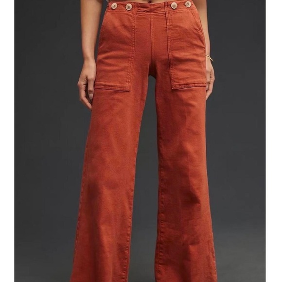 Pilcro and the Letterpress Pants - Pilcro and the Letterpress The Kit Wide Leg High Rise Utility Style Pants 27